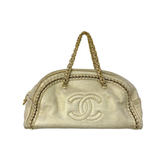 CHANEL Chain Around Shoulder Bowling Bag Champagne - Picture 1 of 10